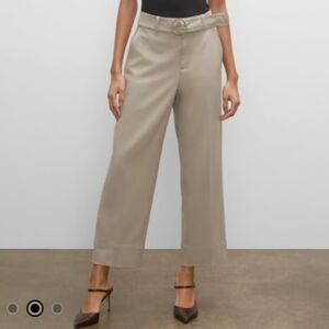 Club Monaco Wide Leg Belted Pants in Light Taupe